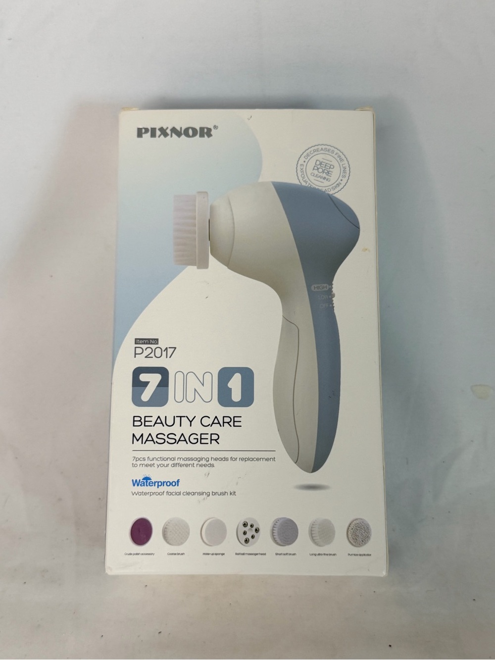 Pixnor Clean Exfoliate Smooth Skin Care P2017 7-in-1 Beauty Care Massager Blue